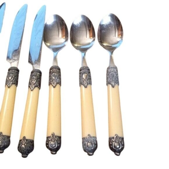 Vintage Hampton Silversmiths San Remo 9 Pc Stainless Steel Flatware Lucite - Picture 2 of 7